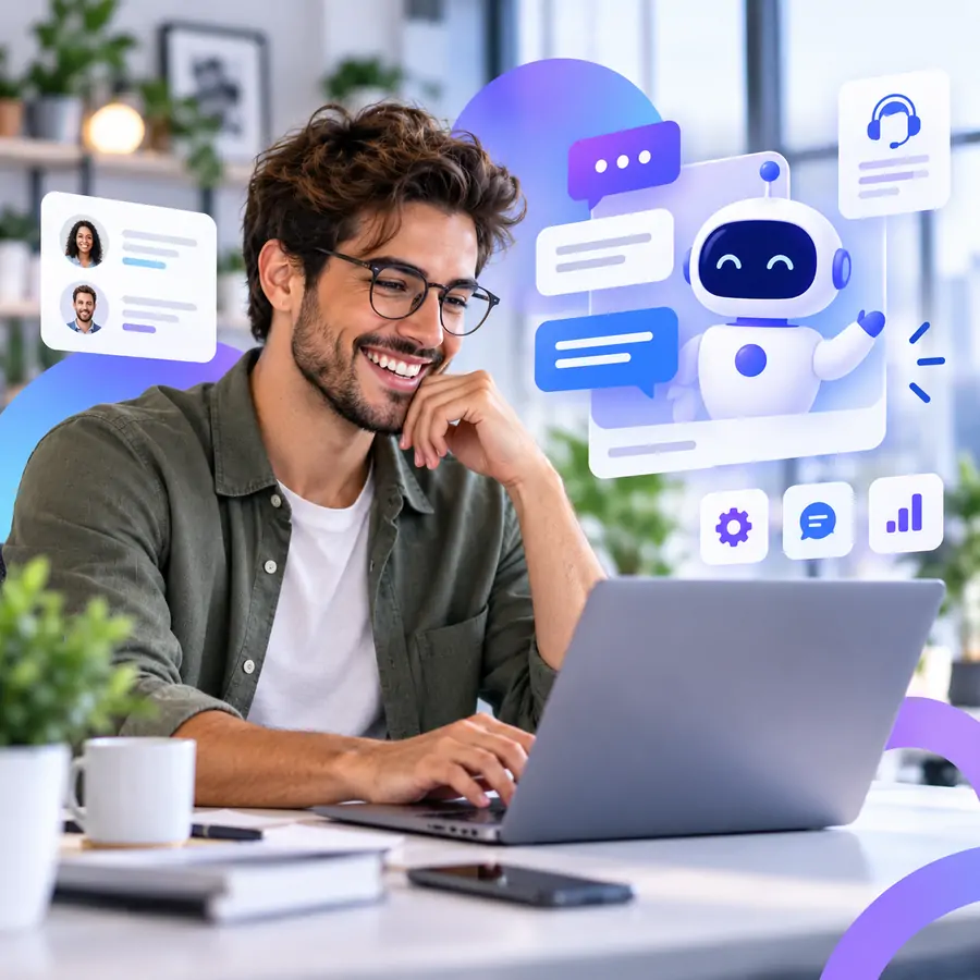 Antreprenor mulțumit de creșterea afacerii lui online